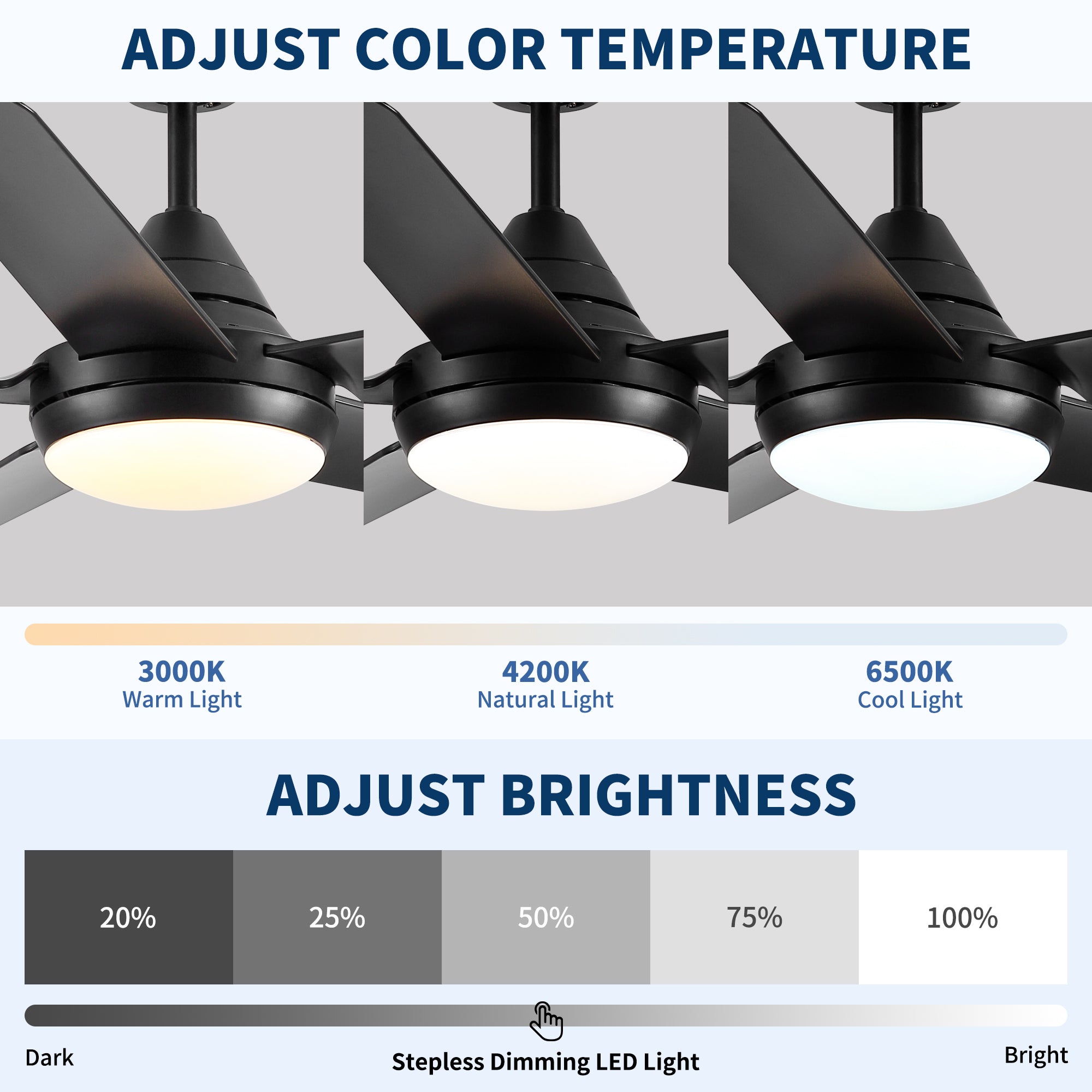 48" Ceiling Fan with Lights and Remote Control, Matte