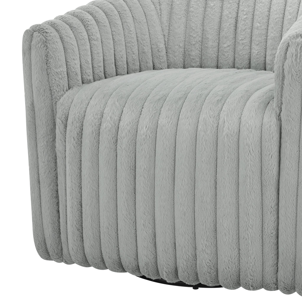 Alexa Ultra Plush Wide Cord-like Swivel Barrel Chair