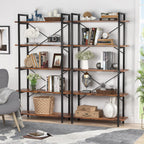63" Tall 5-Tier Rustic Brown Industrial Bookshelf