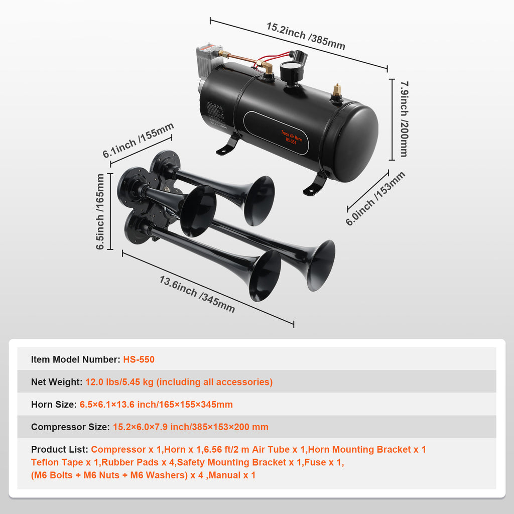 Train Horns Kit with 4 Trumpets
