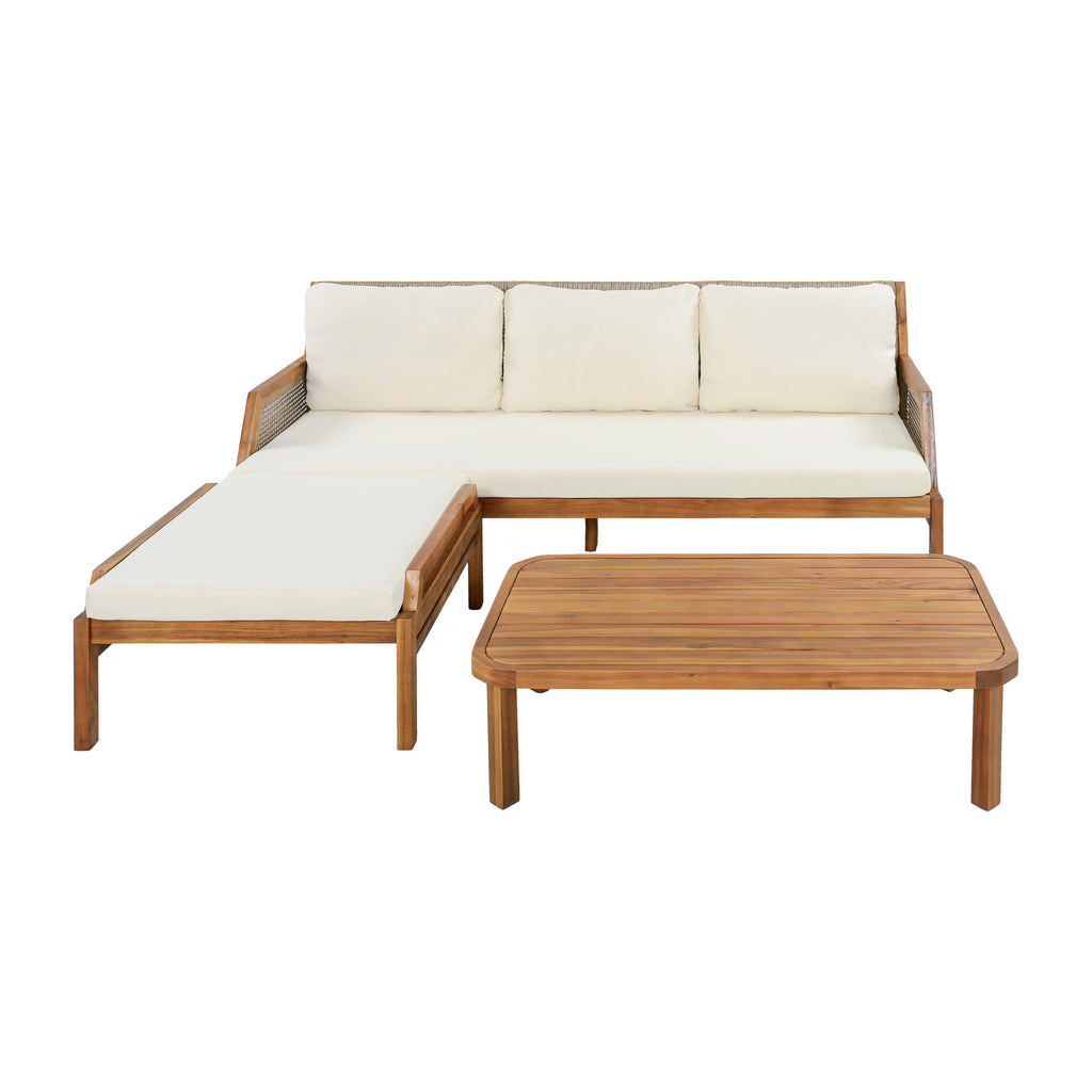 3 Piece Acacia Wood Patio Furniture Set