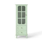 Minimalism Buffet Cabinet with Glass Doors and Double Drawer
