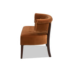 Jared Roll Arm Tufted Bench Settee, Burnt