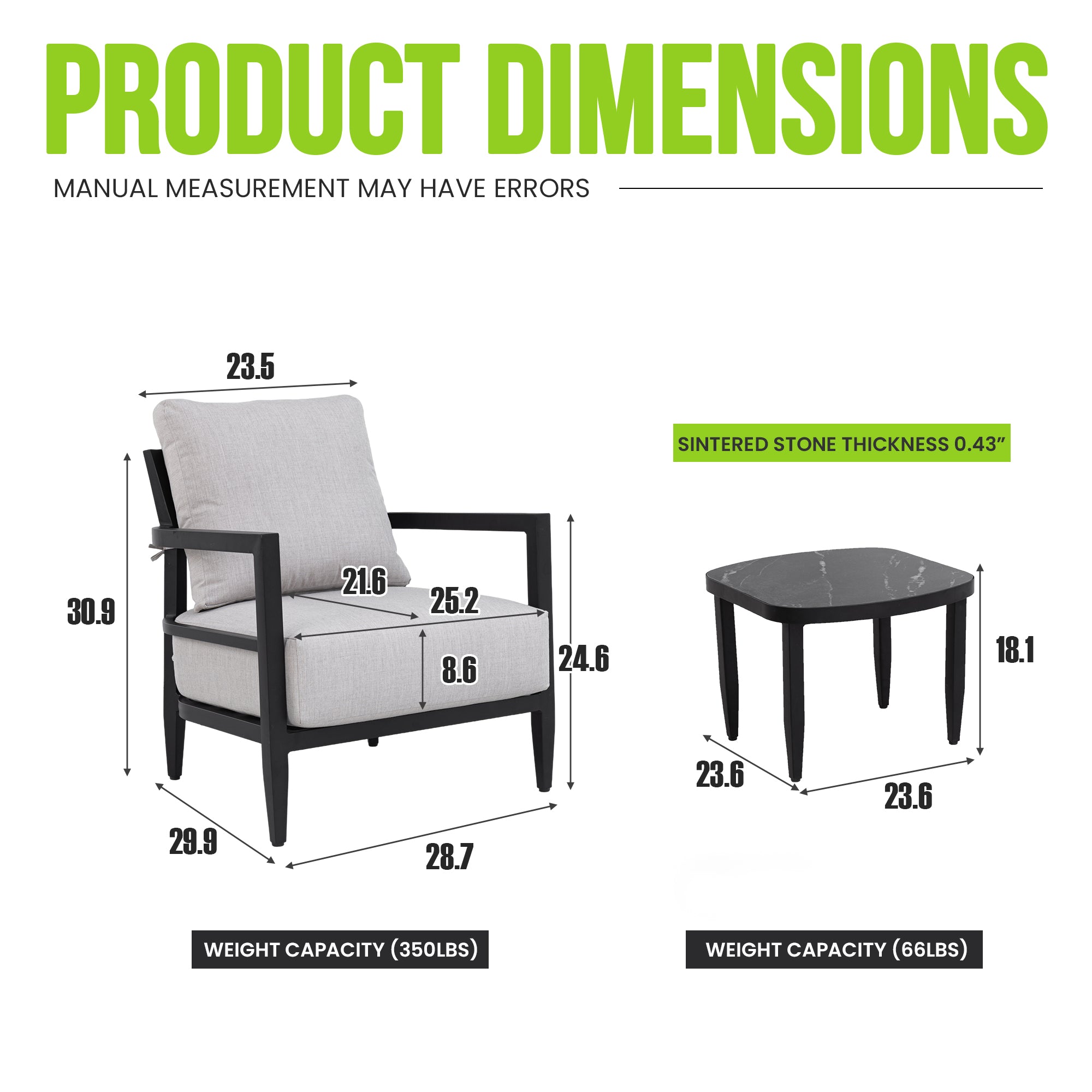 3PC Outdoor Aluminum Patio Chat Set