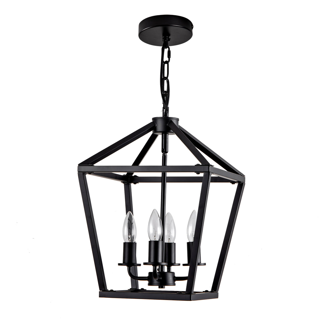 Farmhouse Lantern Chandelier 4-Light, Industrial