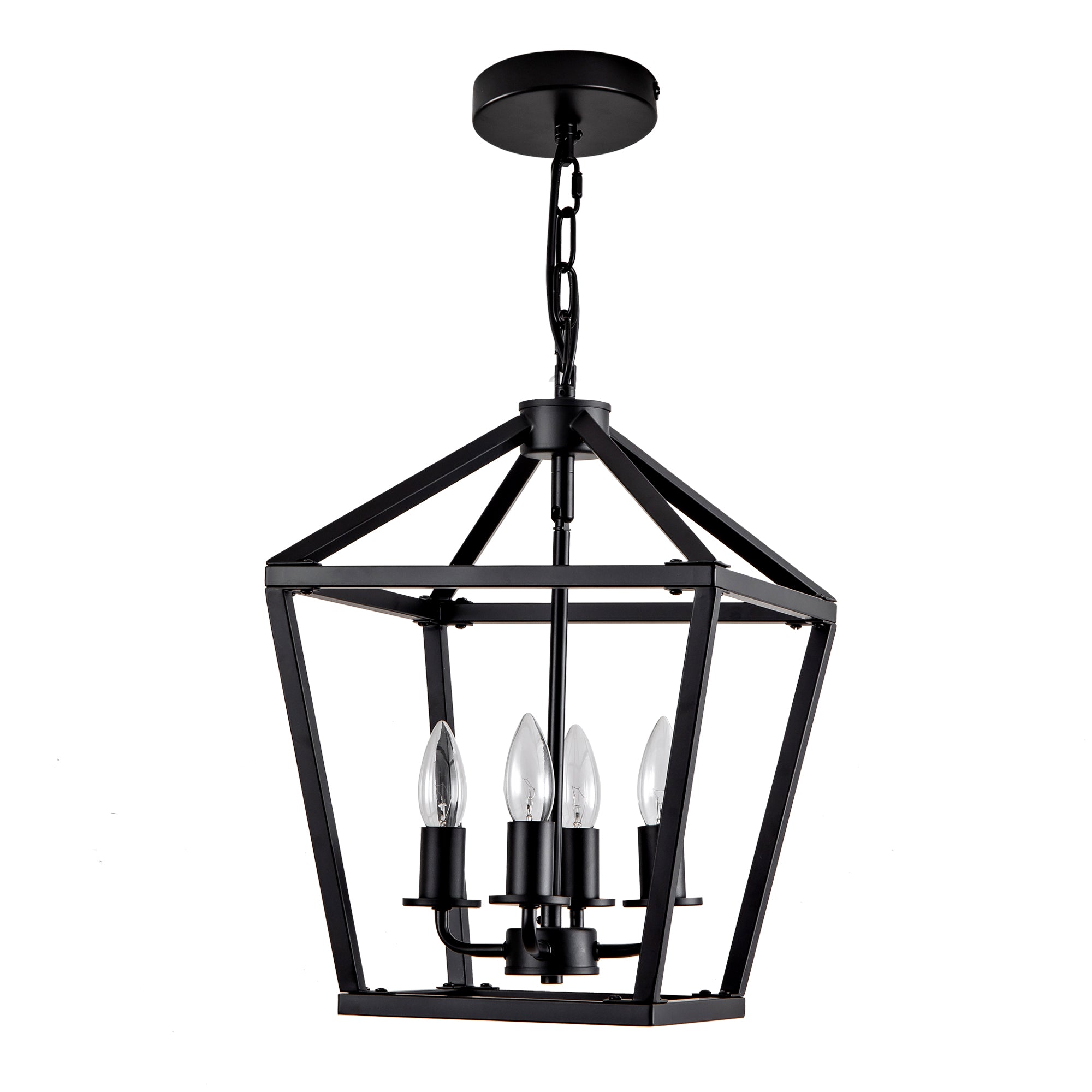 Farmhouse Lantern Chandelier 4-Light, Industrial