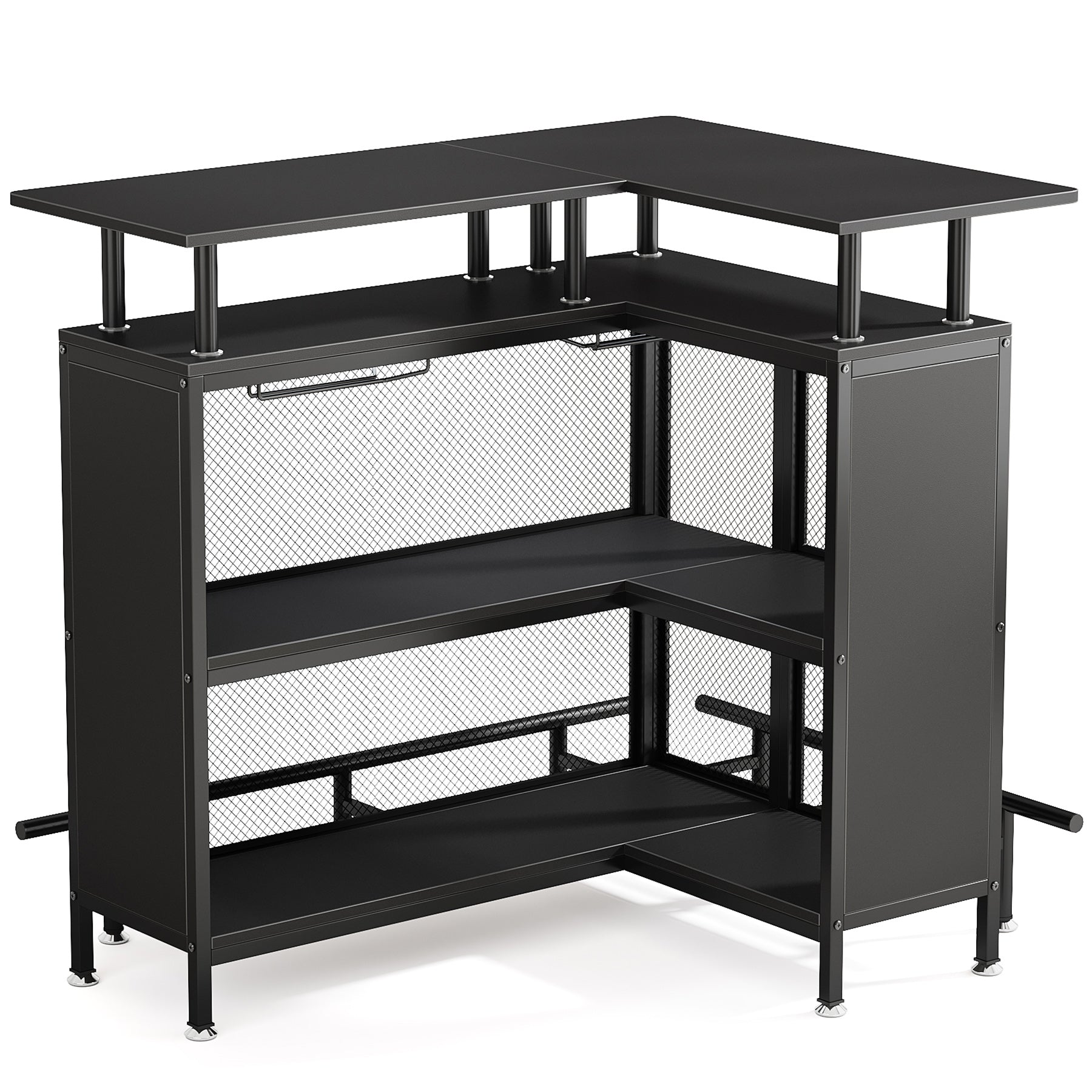 36” x 48” L-Shaped Home Bar Unit with Footrest