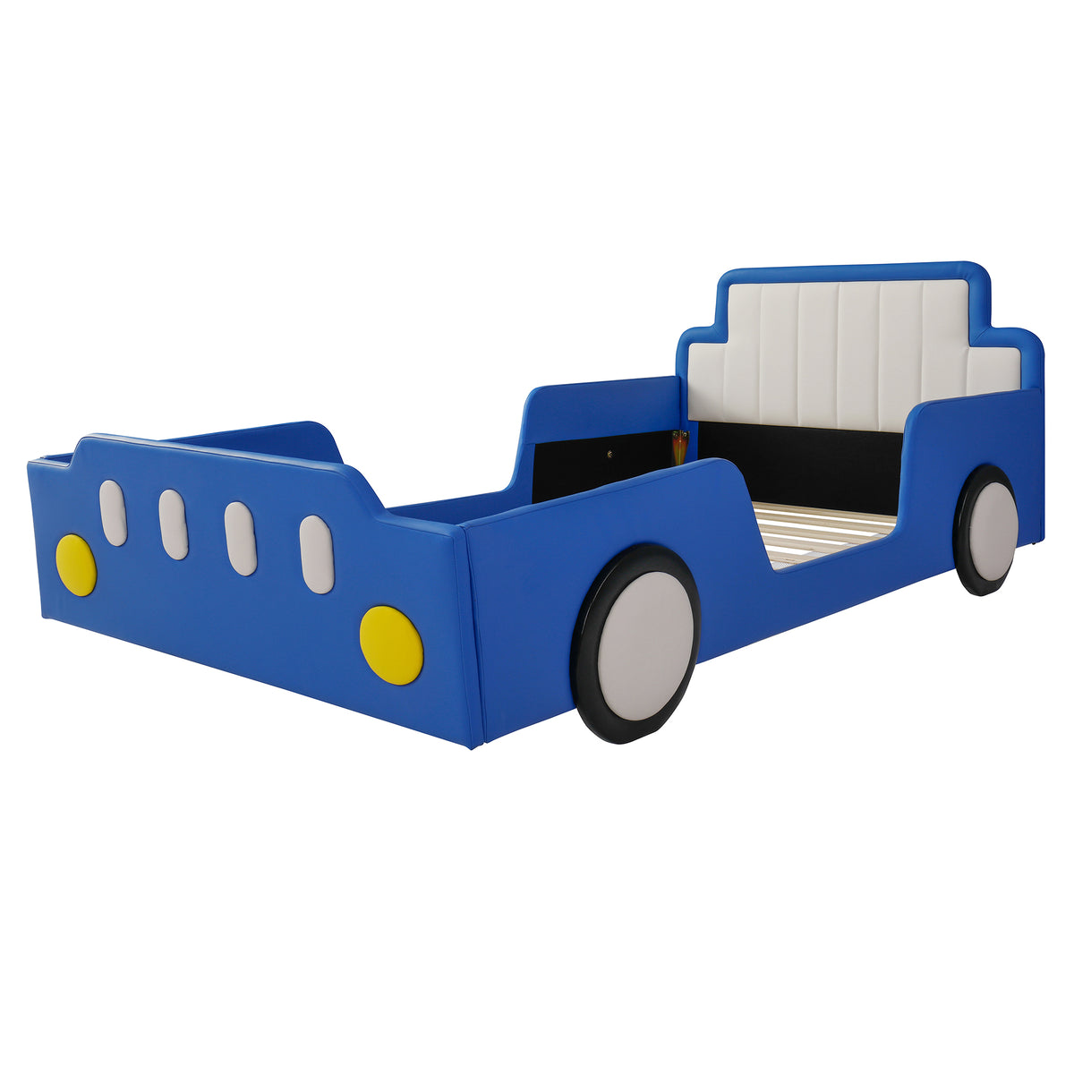 Twin Size Race Car-Shaped Platform Bed with Wheels