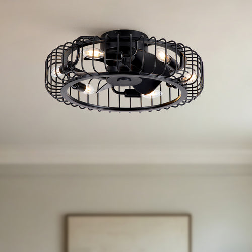 20" Low-Profile Caged Ceiling Fan Light