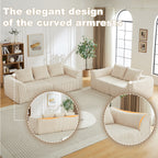 Minimalist 3+2 Seater Corduroy Sofa Set with Curved Lines