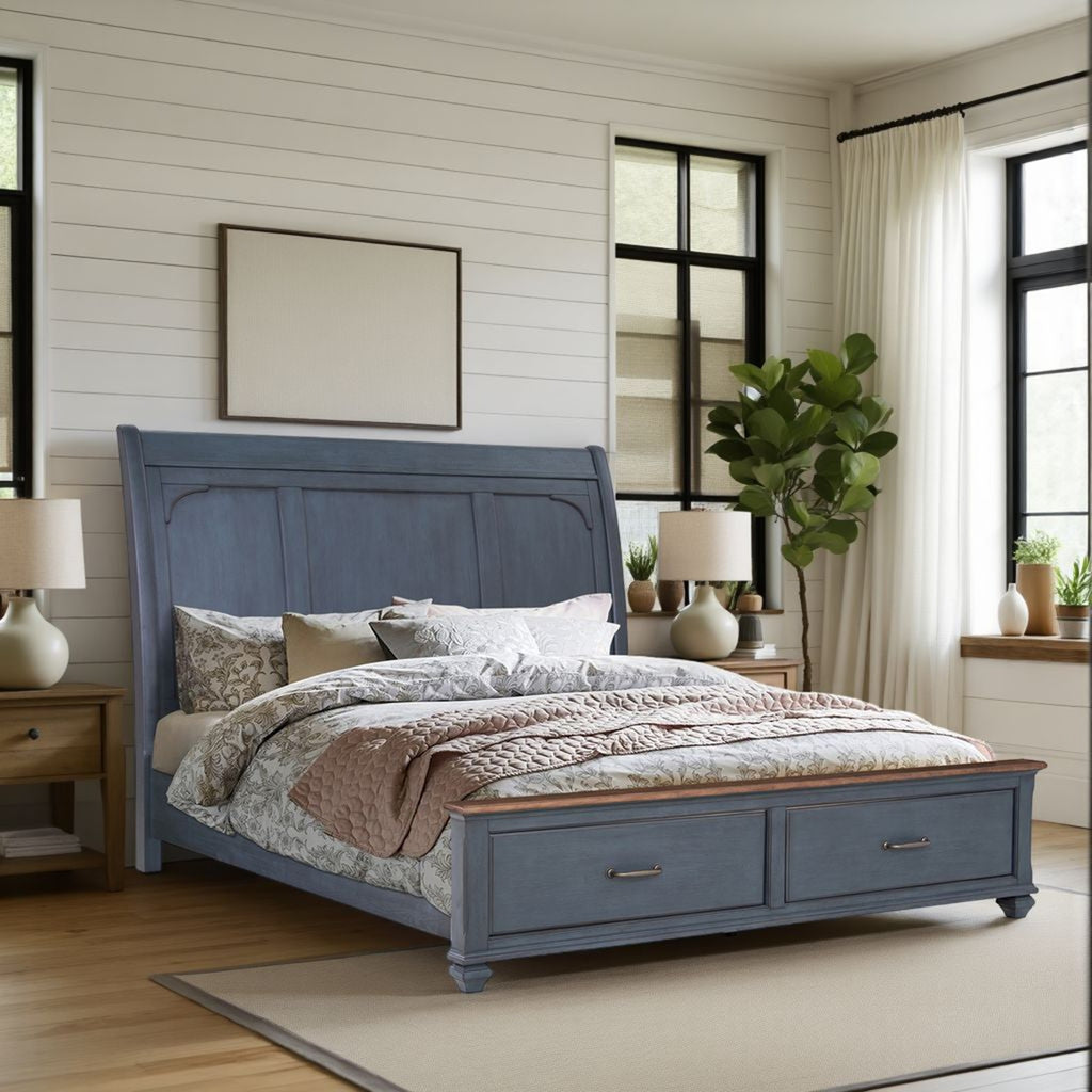 America King Size Sleigh Bed, Corduroy
