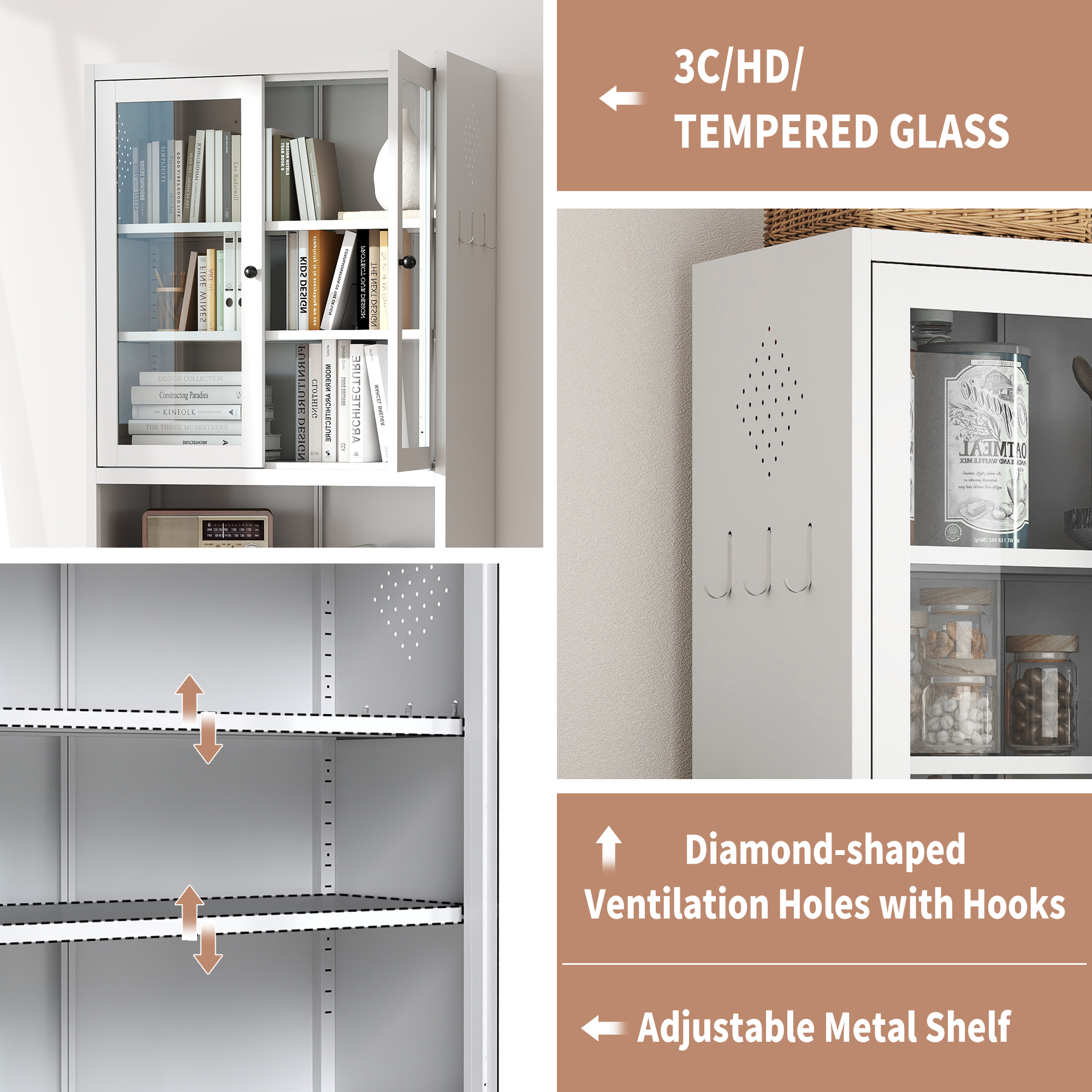 Metal Kitchen Pantry Cabinet - 72" Tall Storage Unit