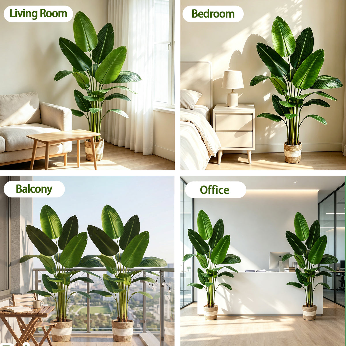 Bird of Paradise Artificial Plant 6 ft Tall, 2 Pack, Green