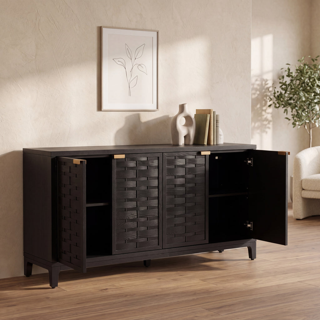 59 Inch Sideboard with 3D Woven Door Design