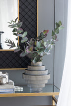 D9.1x9.8" Multi-Tiered Geometric Vase with Smoked Finish
