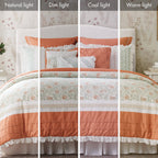 9 Piece Cotton Percale Comforter Set - Coral Queen