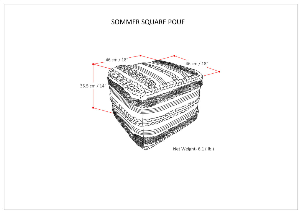 Sommer 18 Inch Wide Square Pouf