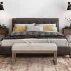 Milltown 44 Inch Wide Solid Wood Large Ottoman Bench in Platinum