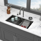 33" Undermount Waterfall Gunmetal Kitchen Sink