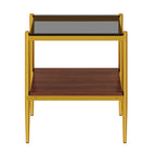Set of 2 Rectangle End Tables with Tempered Glass Top