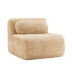 Aviana Armless Sofa With Pillow Plush Fabric - Light Khaki