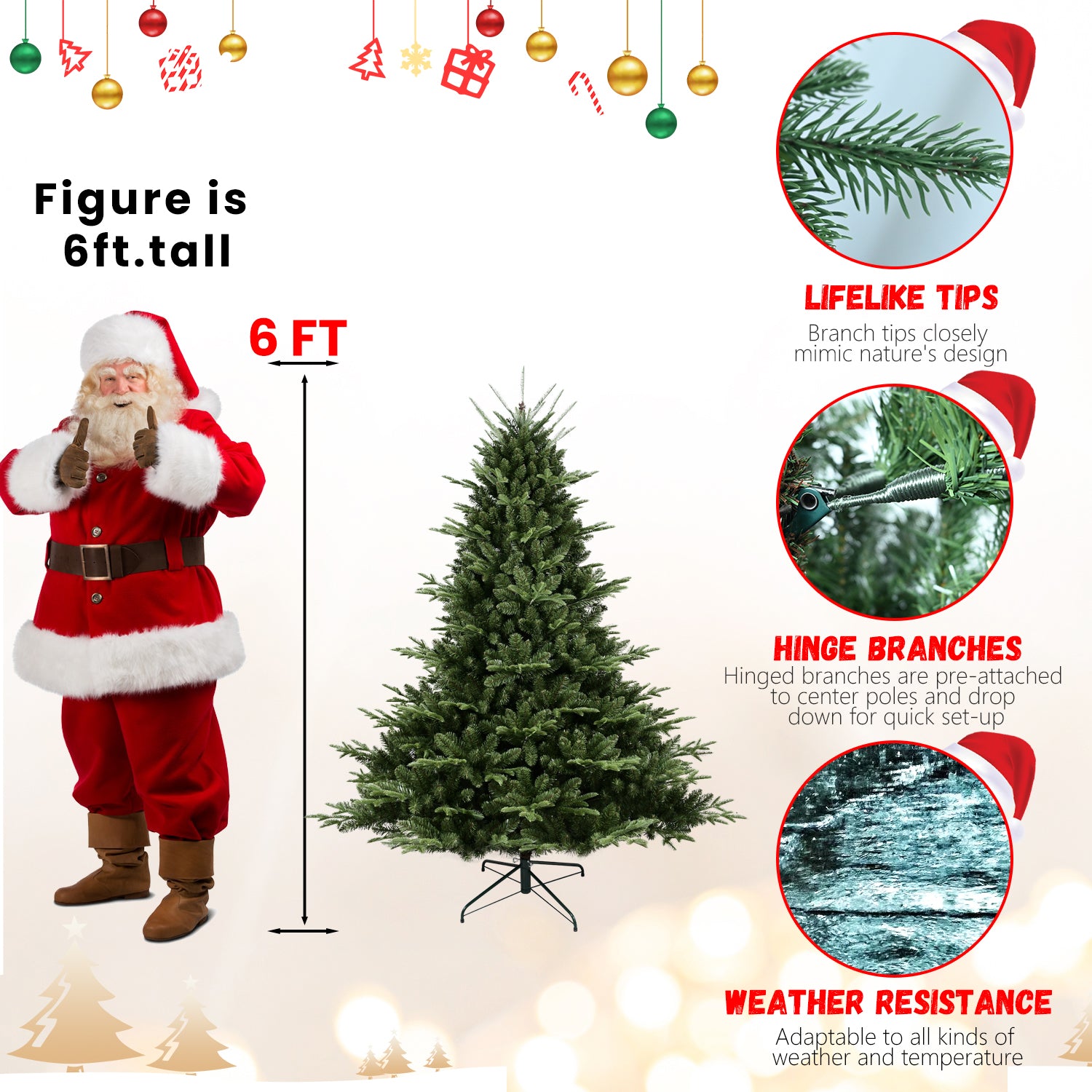 Full-Shaped 5FT Christmas Tree with 1129 Tips