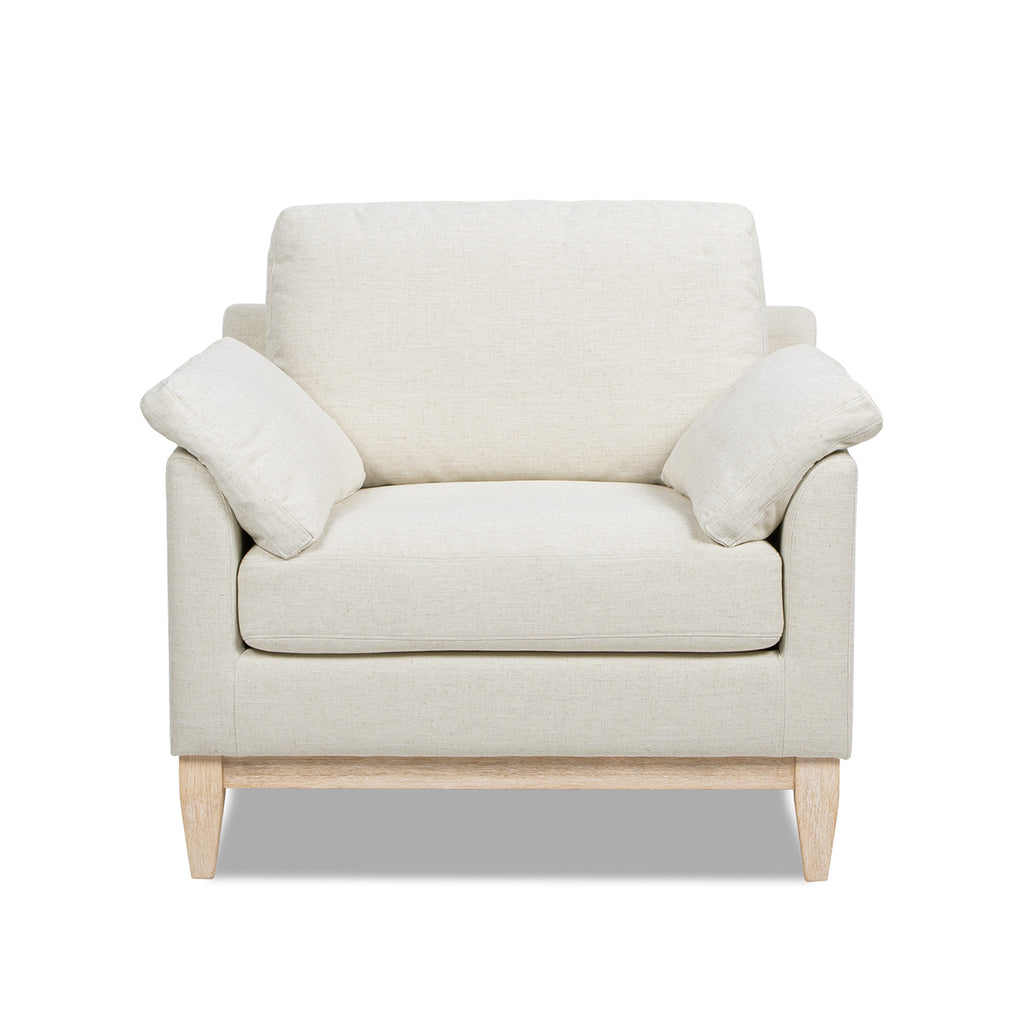 Pasadena 36" Wide Modern Farmhouse Accent Arm Chair Flax