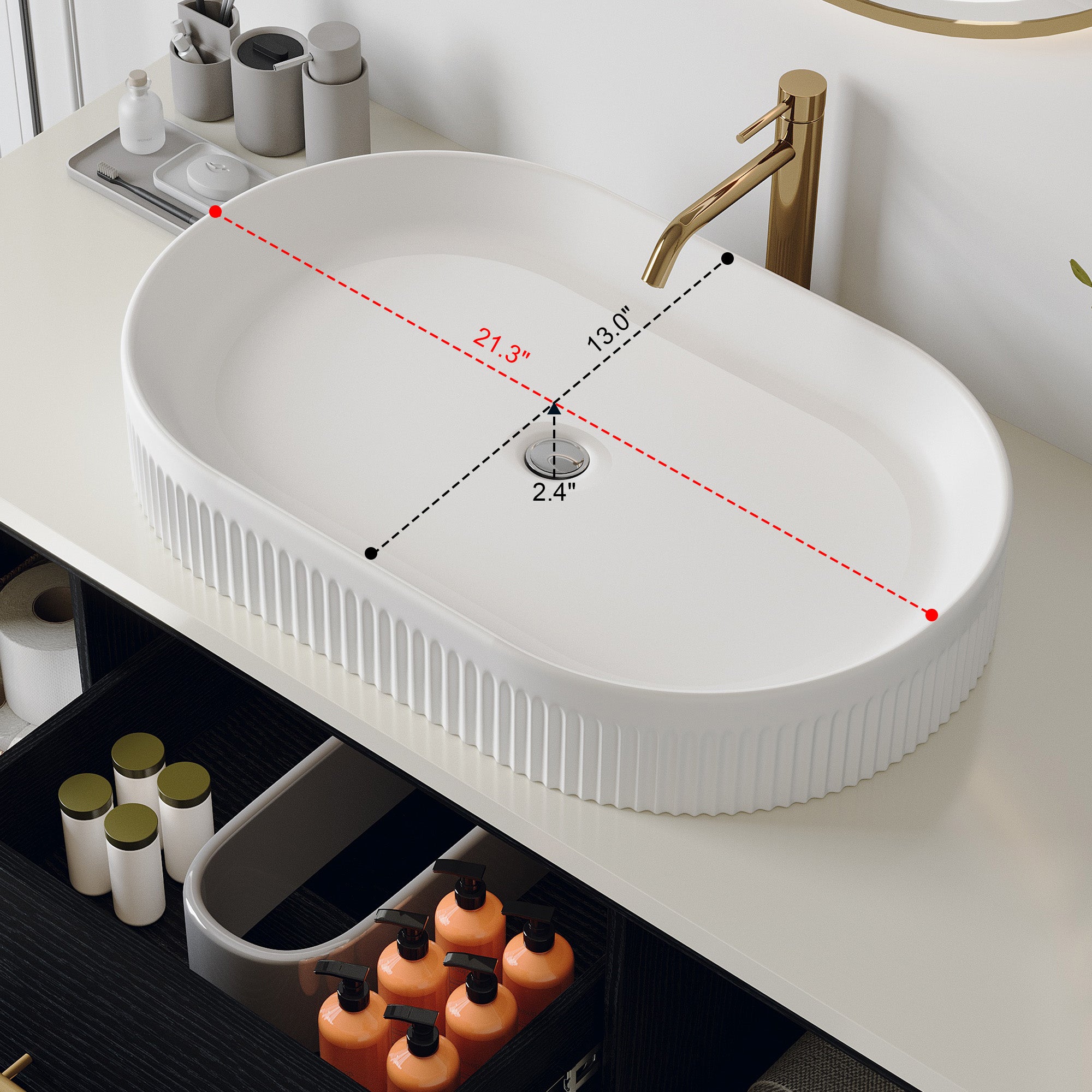 Modern 39.4-In Wall-Mounted Bathroom Vanity