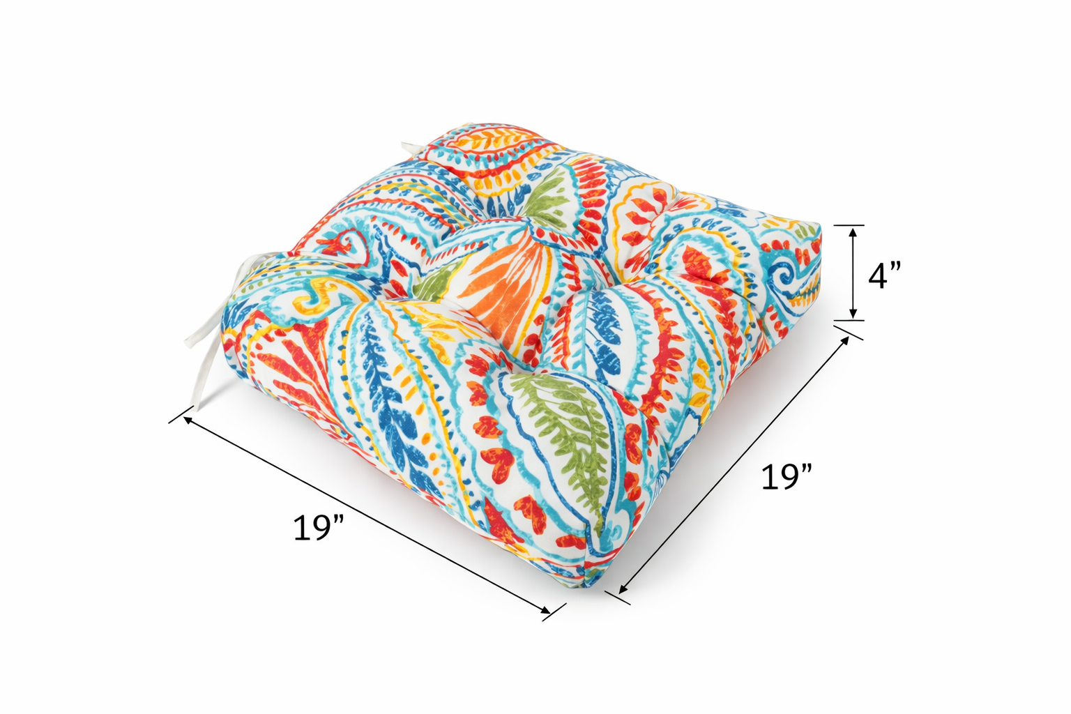 Outdoor Chair Cushions Set of 2, 19 x 19 x 4 Inch Tufted Seat Cushions