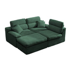 Corner Chaise Sofa with High Backrest - Green