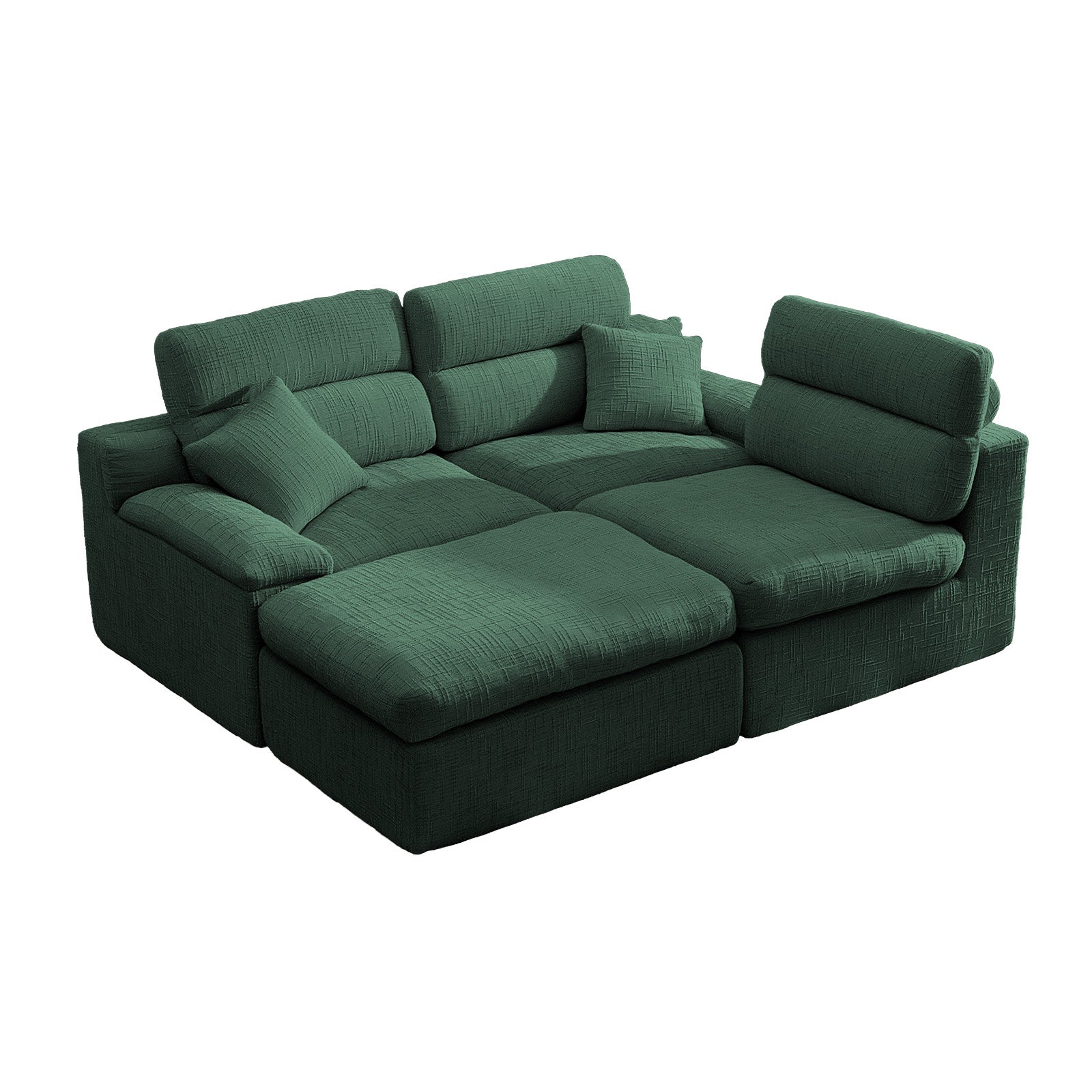 Corner Chaise Sofa with High Backrest - Green