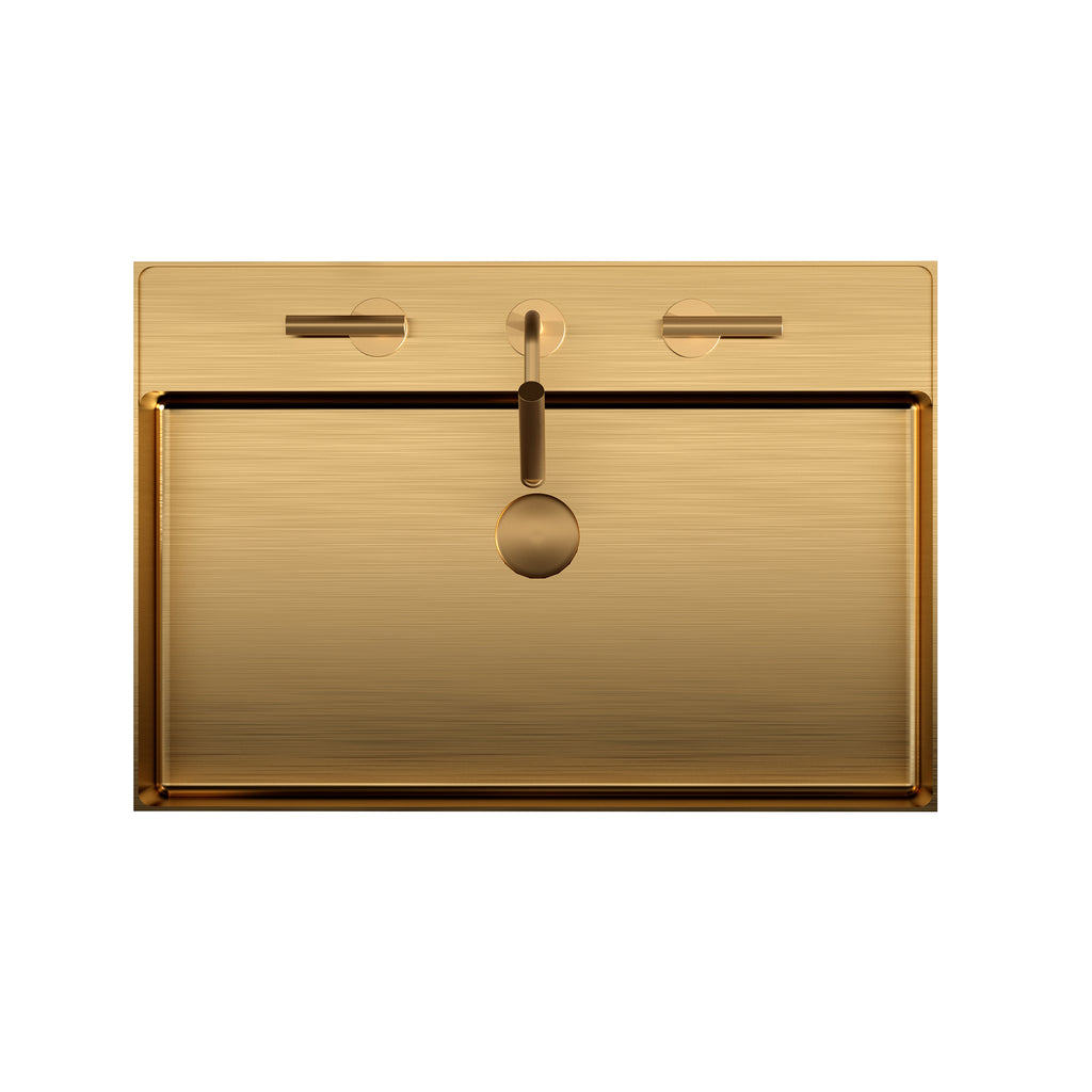 20"x14" Integrated Brushed Gold Stainless Steel Sink