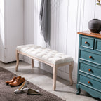 French Vintage Tufted Entryway Bench