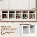 U-Can Farmhouse Entryway Storage Cabinet with Shoe Rack & Display Cubbies