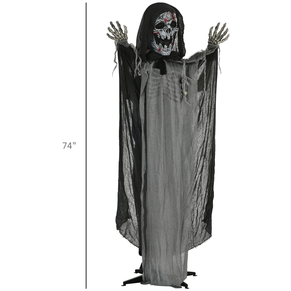 Outsunny 74" Life Size Outdoor Halloween Skeleton Witch Decoration
