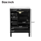 24" Modern Bathroom Vanity with Ceramic Sink, Soft-Close Door, 3 Drawers