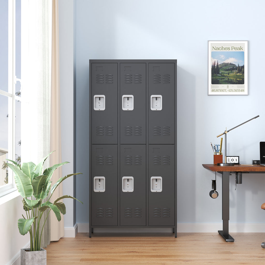 6 Door 72"H Metal Lockers With Lock for Employees