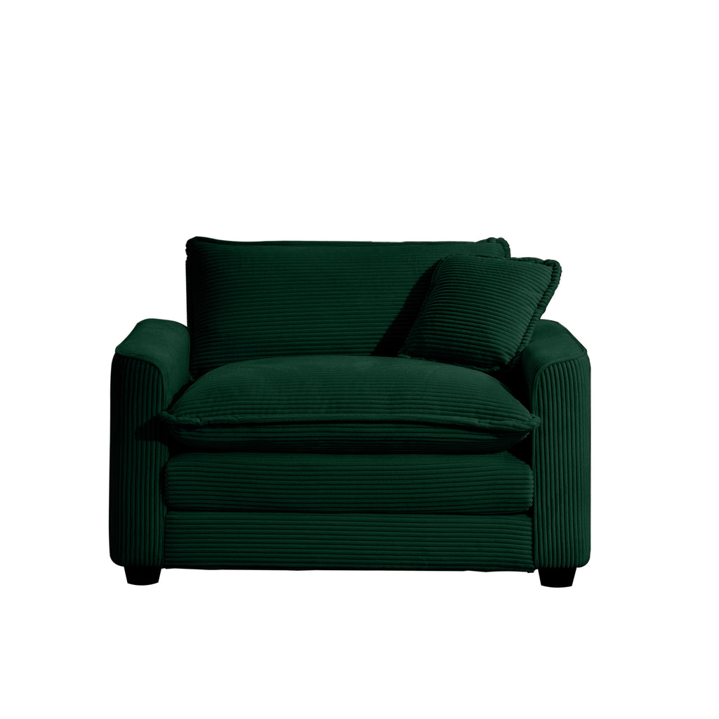 Green Corduroy Fabric Comfortable Single Chair Deep Seat Sofa