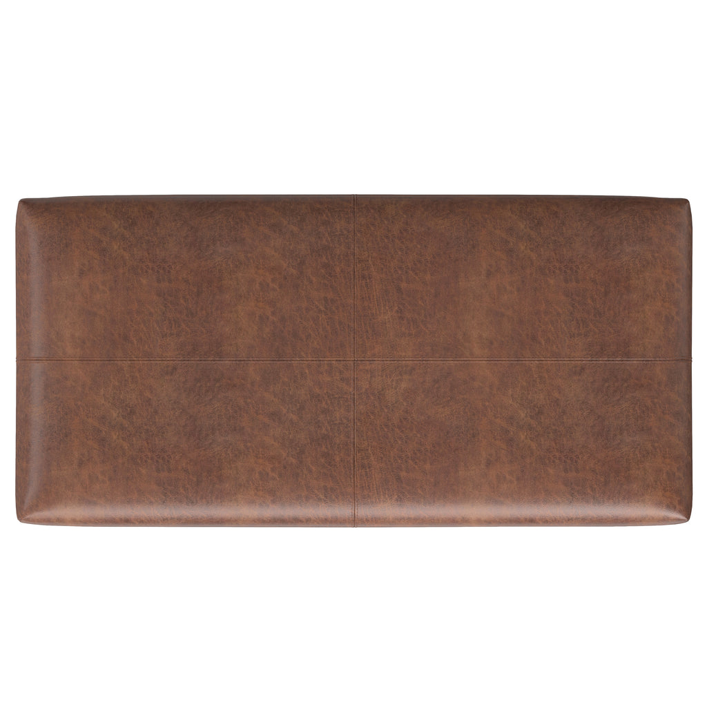 Gabbie 48 Inch Wide Rectangular Storage Ottoman in Distressed Saddle
