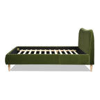 Roman Curved Headboard Upholstered Platform Bed, Queen, Olive