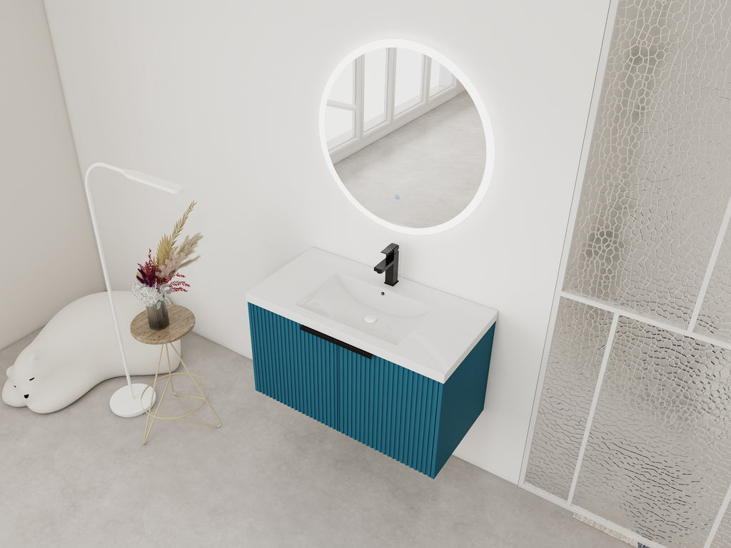 36" Wall Mounted Bathroom Vanity with Resin Sink