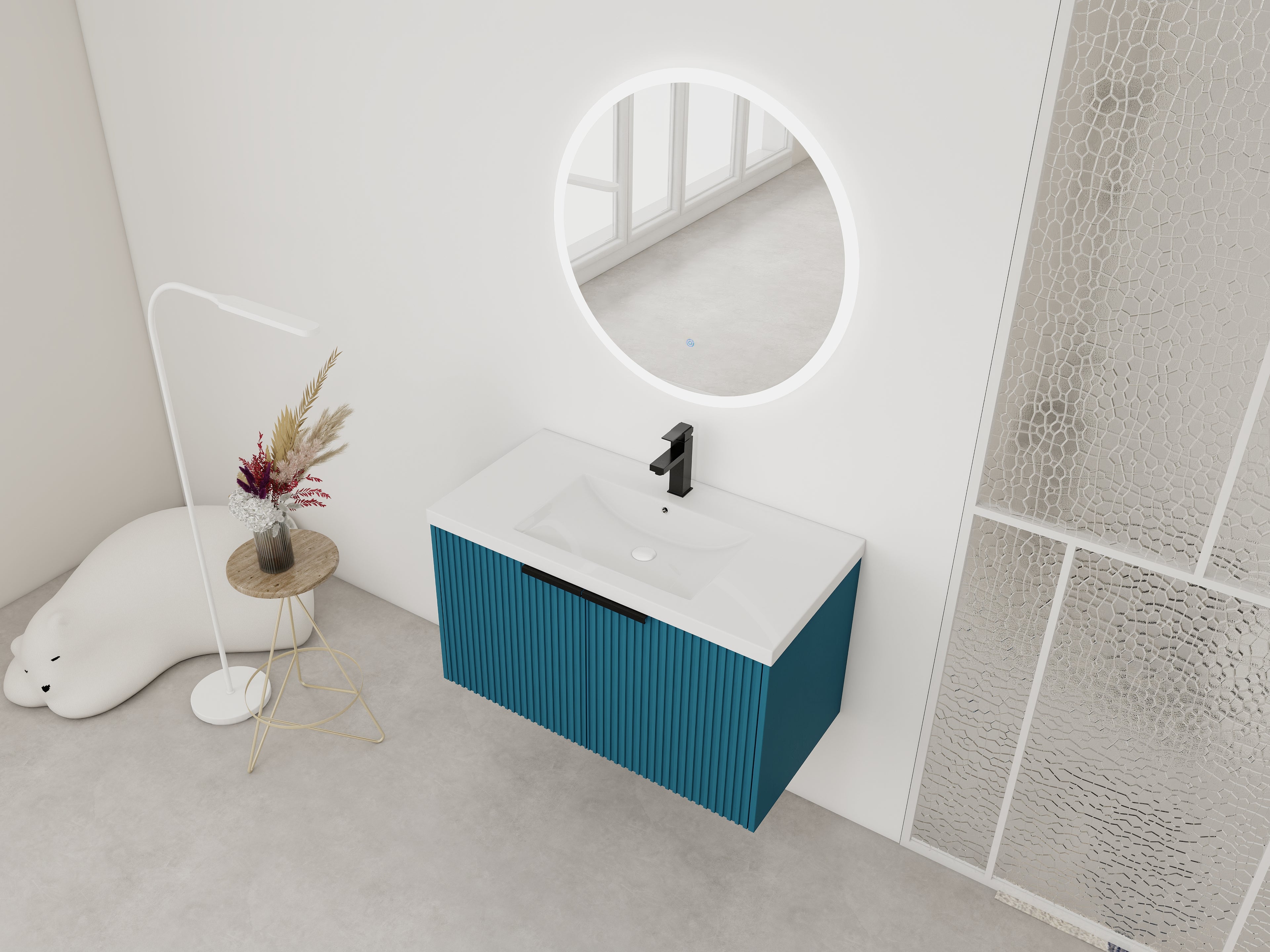 36" Wall Mounted Bathroom Vanity with Resin Sink