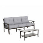2 Piece Outdoor Patio Set, 70” All-Weather Metal 3-Seat Sofa