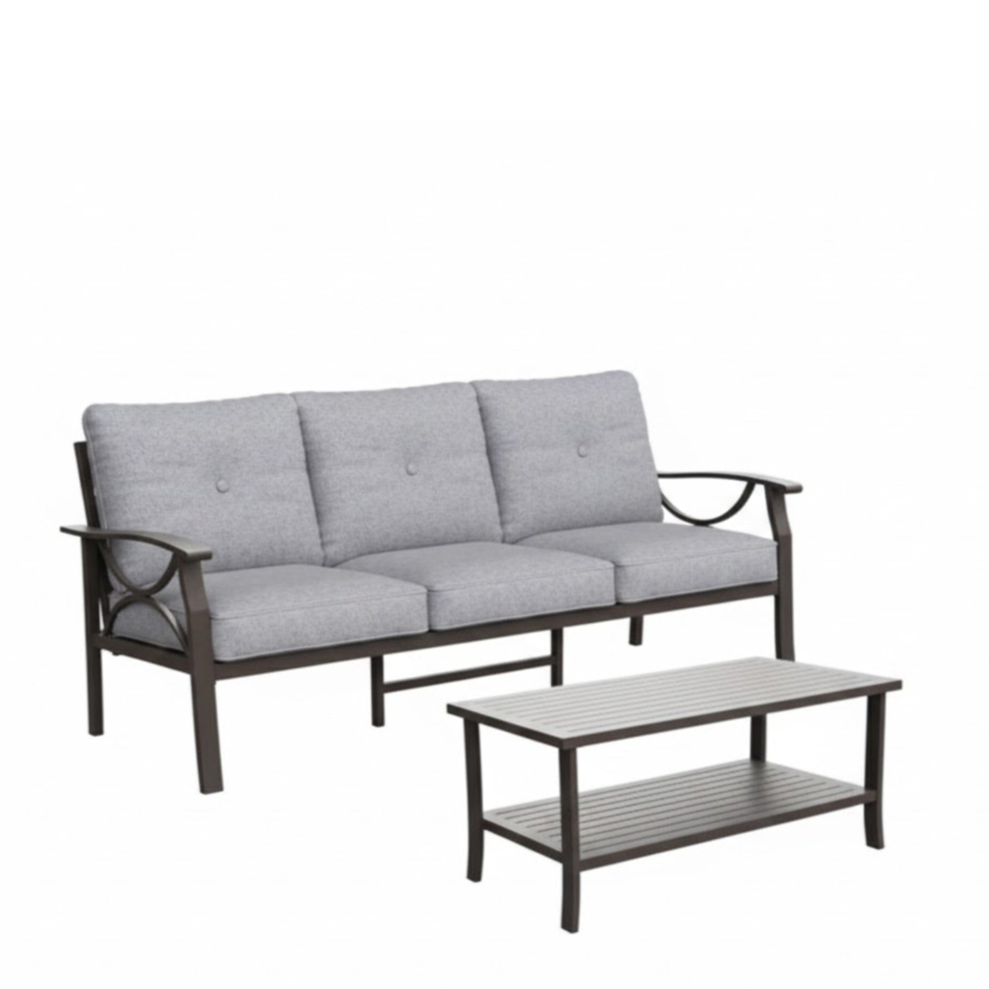 2 Piece Outdoor Patio Set, 70” All-Weather Metal 3-Seat Sofa