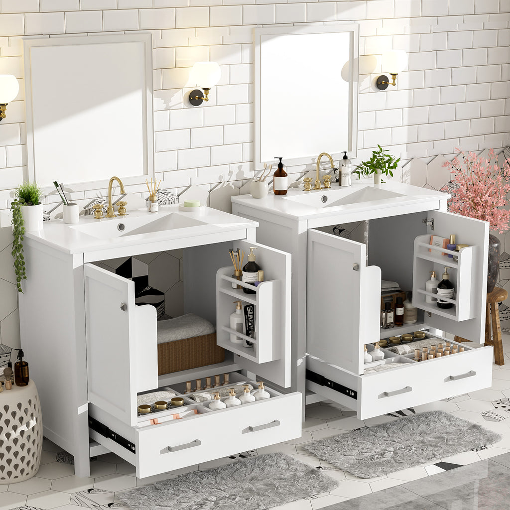60" White Bathroom Vanity Set