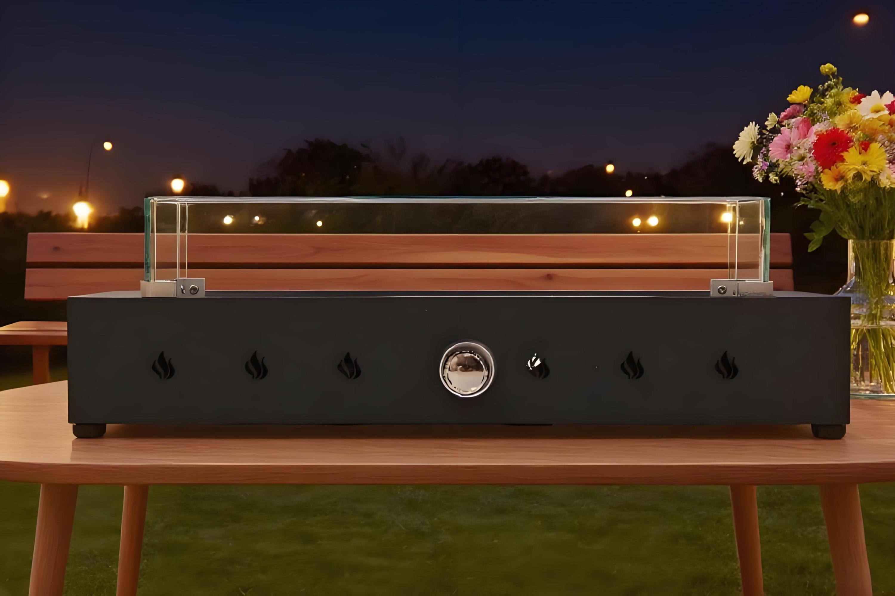 28-Inch Rectangle Fire Pit with 40000 BTU Propane Heating
