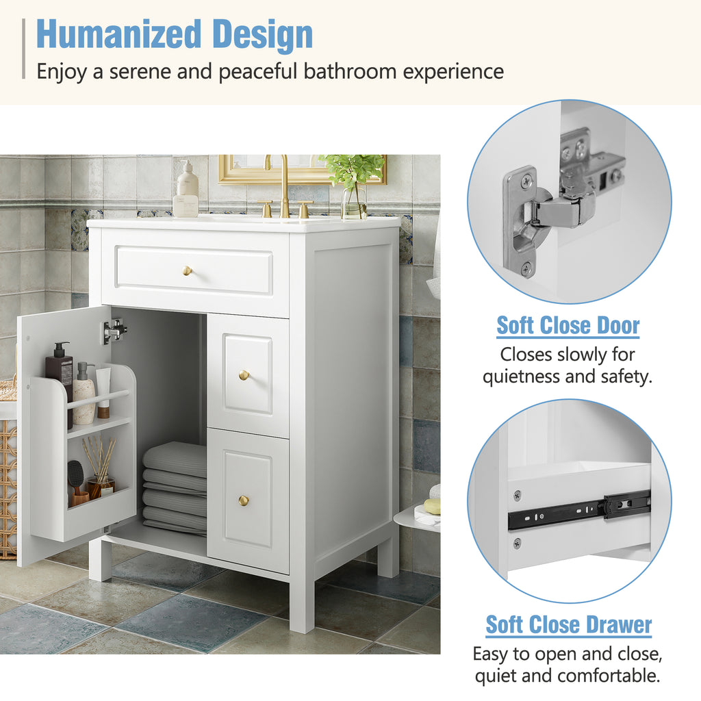 24-Inch Bathroom Vanity with Ceramic Sink