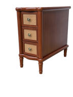 End Table - Rattan Narrow Side Table with 3 Drawers