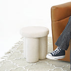 Wesley Sherpa Upholstered Ottoman Footstool