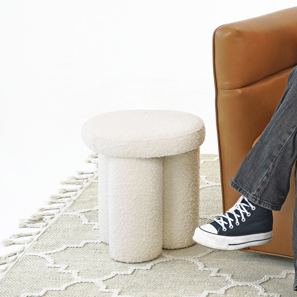 Wesley Sherpa Upholstered Ottoman Footstool